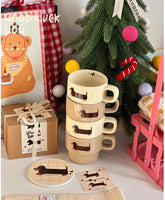 Original Dachshund Dog Stacked Cup Gift Box Ceramic Cute Handdrawn Cartoon Mug Gift for Gifts