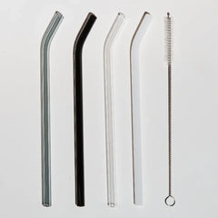 4pc Reusable Glass Straws Water Cup Straw Cup Colorful Heat Resistant Glass Straw with Cleaning Brush Drinking Milk Tea