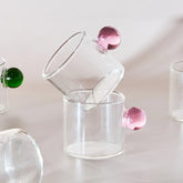 2PC 110ml Espresso Cups small Cups Home Glass Ball Handle Coffee Cup Tea Water Cup Saucer Steak Juice Bucket Table Decor