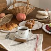 Original Design Korean French Line Decal Dessert Plate Disc Fish Plate Coffee Cup Plate