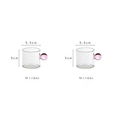 2PC 110ml Espresso Cups small Cups Home Glass Ball Handle Coffee Cup Tea Water Cup Saucer Steak Juice Bucket Table Decor
