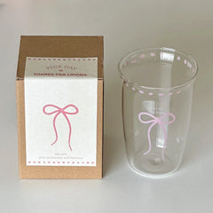 Practical Water Cup Capacity Handdrawn Storm Dot Bow High Borosilicate Glass Cup