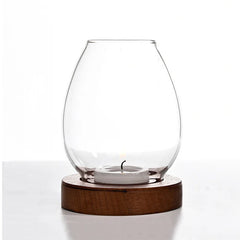 Transparent Round Glass Candlestick Retro Home Windproof Candle Holders Cup Cover Table Decor Ornament Wedding Party Accessories