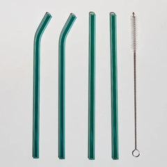 4pc Reusable Glass Straws Water Cup Straw Cup Colorful Heat Resistant Glass Straw with Cleaning Brush Drinking Milk Tea