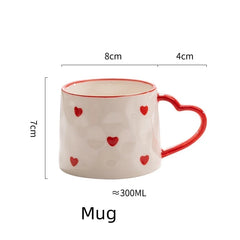 Creative INS Style Cute Coffee mug Tea Cup Hand Painted Love Heart Ceramics Milk Cups Coffee Cups For Home office Tableware Gift