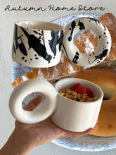 Doughnuts Large Handles Ceramic Mugs Art Splatter Coffee Cups Yogurt Bowls Creative Gifts