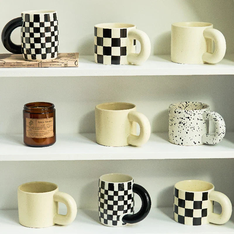Korean Style Fatty Mug Design Splash Ink Ceramic Cup Spot Mugs Simple Coffee Mug Couple Cups Coffee Mugs Tea Drinkware