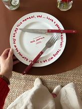 Original Red Handwritten English Bone Porcelain Western Food Breakfast Western Food Plate Coffee Mark Cup Set