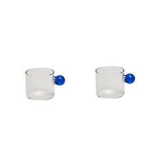 2PC 110ml Espresso Cups small Cups Home Glass Ball Handle Coffee Cup Tea Water Cup Saucer Steak Juice Bucket Table Decor