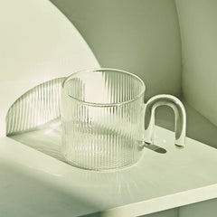 Colorful Handle Ripple Glass Mug Coffee Cups Heat Resistance Mug Milk Tea Cups Drinkware Coffee Mugs Glass Cups