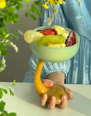 Creative Colorful Glass Goblet Ice Cream Bowl Glass Cup Cold Drink Fruit Tea Dessert Cup Decorative Drinkware Water Bottle