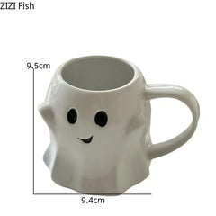 Cute Ghost Water Cup Creative Ceramic Mug Afternoon Tea Coffee Cup Breakfast Milk Cup Household Drinking Set Halloween Gift