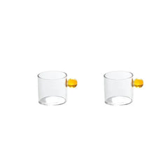 2PC 110ml Espresso Cups small Cups Home Glass Ball Handle Coffee Cup Tea Water Cup Saucer Steak Juice Bucket Table Decor