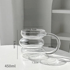 Glass Cup Coffee Mugs Twist Heat Resistant Glass Water Cups Milk Juice Drinkware Lover Big Handrip Drinking Glasses Cocktail Cup