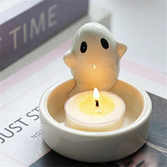 Halloween Candle Holders Ceramic Candle Sticker Holder Cup Tealight Cup For Halloween DIY Decorations Party Supplies