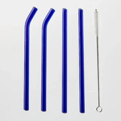 4pc Reusable Glass Straws Water Cup Straw Cup Colorful Heat Resistant Glass Straw with Cleaning Brush Drinking Milk Tea