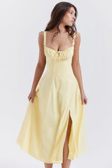 CARMEN BUTTERCUP BUSTIER MIDI DRESS - Yellow