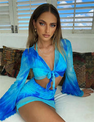 CAROLINA TIE DYE MINI SKIRT SETS - Blue