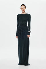 Misha Glacier Cupro Long Sleeve Maxi Dress - Black