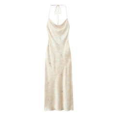 halterneck silk satin dress