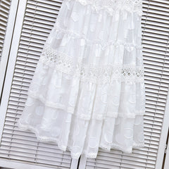 Arabella Embroidered Lace Tiered Maxi Dress - White