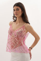 Luna Embellished Top - Pink