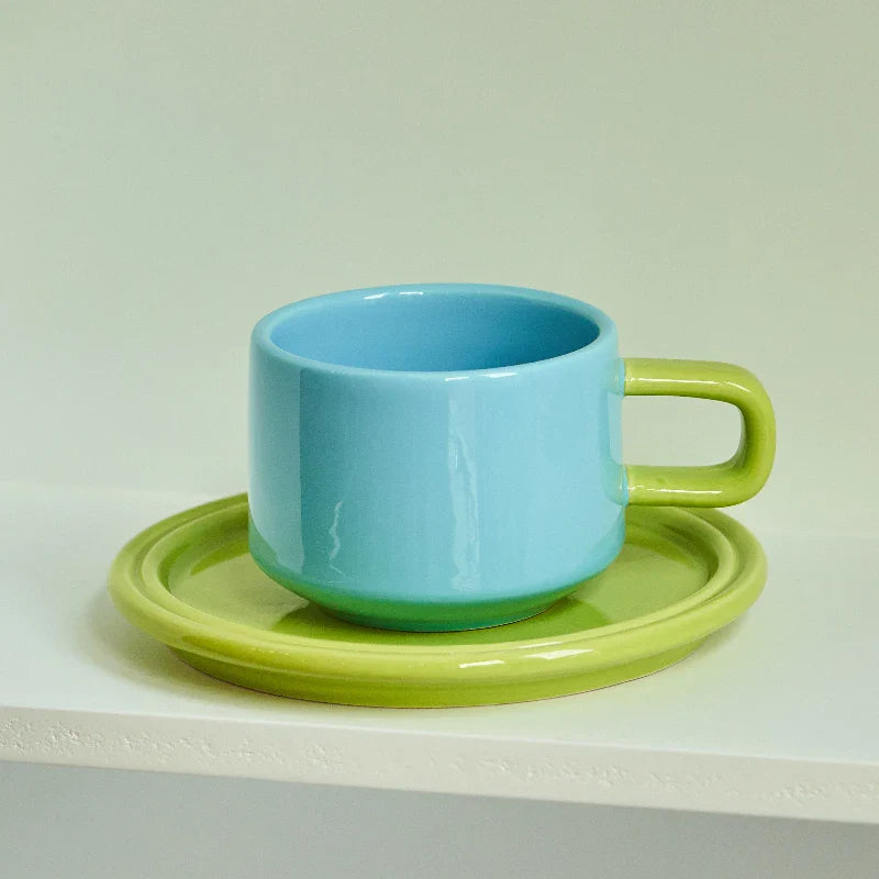 1PC Coffee Cup and saucer Set Ceramic Mug for Family Tea Cup Set Cups and Mugs Drinkware  Korean Coffee Cups