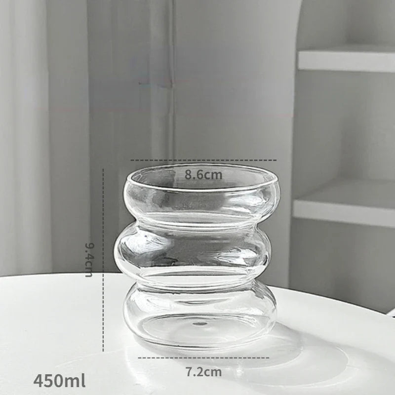 Glass Cup Coffee Mugs Twist Heat Resistant Glass Water Cups Milk Juice Drinkware Lover Big Handrip Drinking Glasses Cocktail Cup