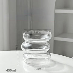 Glass Cup Coffee Mugs Twist Heat Resistant Glass Water Cups Milk Juice Drinkware Lover Big Handrip Drinking Glasses Cocktail Cup