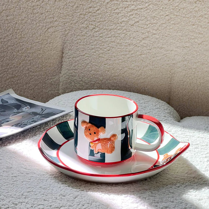 Mugs Water Cup Mark Cup Korean Cute Hand Painted Birthday Dog Ceramic Coffee Cups Set Stanley Cups Coffee Mug Kitchen Drinkware