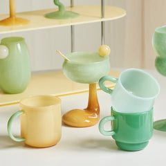 Jade Color Glass Borosilicate Glass Mug Retro Wine Glass Goblet Cup Drinkware Barware Coffee Mug Cocktail Glass Nordic Home