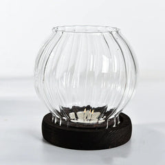 Transparent Round Glass Candlestick Retro Home Windproof Candle Holders Cup Cover Table Decor Ornament Wedding Party Accessories