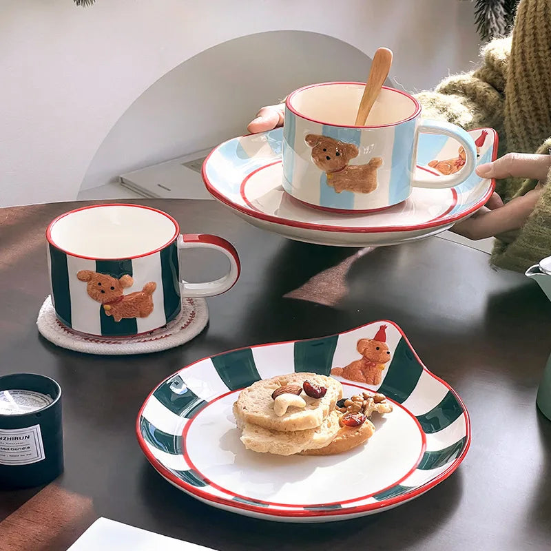Mugs Water Cup Mark Cup Korean Cute Hand Painted Birthday Dog Ceramic Coffee Cups Set Stanley Cups Coffee Mug Kitchen Drinkware