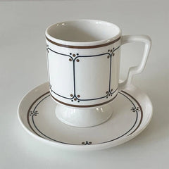 Korean Style Retro Vintage Tall Coffee Cup Butterfly Ear Handle Creative Ceramic Cup Milk Breakfast Cup Net Red