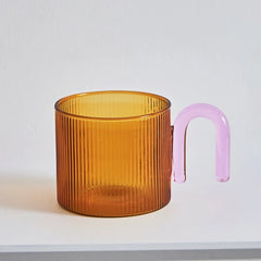 Colorful Handle Ripple Glass Mug Coffee Cups Heat Resistance Mug Milk Tea Cups Drinkware Coffee Mugs Glass Cups