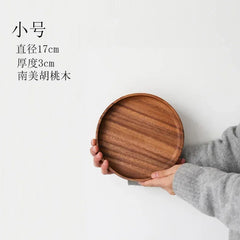 New American Walnut Tray Fruit Tray Solid Wood Circular Shaped Household Water Cup Tea Cup Tray Japanese Wooden Plate Tableware