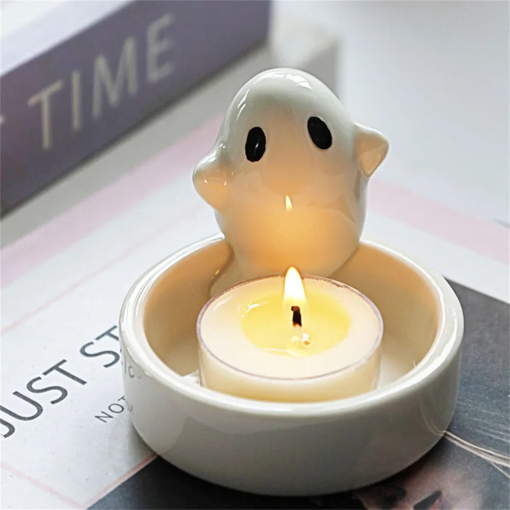 Halloween Candle Holders Ceramic Candle Sticker Holder Cup Tealight Cup For Halloween DIY Decorations Party Supplies