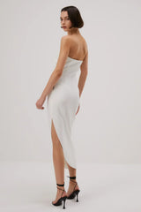 Misha Audrina Bonded Crepe Midi Dress - Ivory