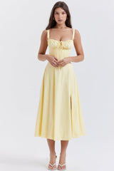 CARMEN BUTTERCUP  BUSTIER MIDI DRESS  - Yellow