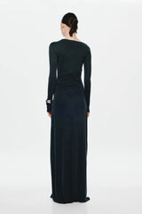 Misha Glacier Cupro Long Sleeve Maxi Dress - Black