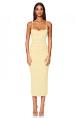 Nookie Tucked Tease Midi Dress - Lemon